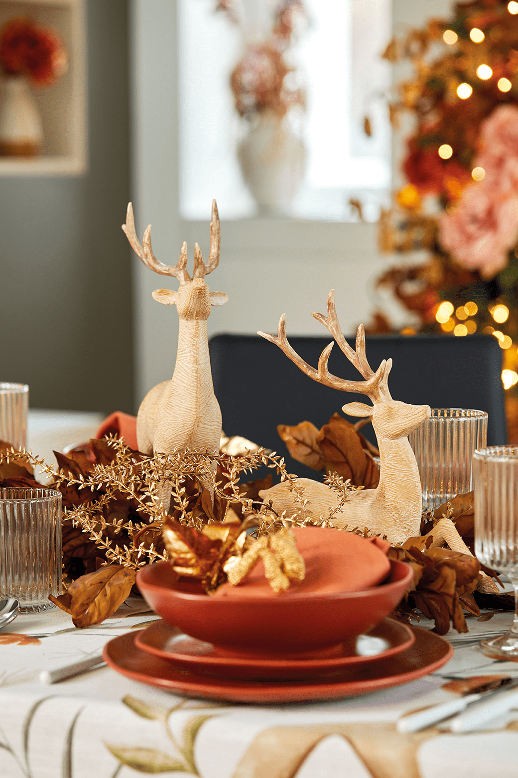Maison Sucree' Natale Tovaglia E/O Runner In Misto Lino Stampato Danza