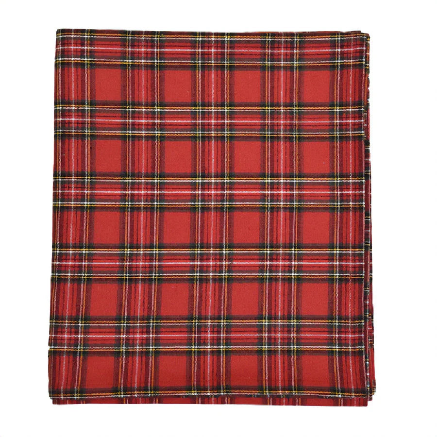 Daunex Tovaglia Natalizia In Puro Cotone Scozzese Tartan Rosso