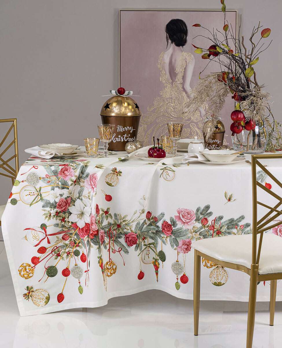 Blumarine Tovaglia Natalizia In Panama Di Cotone Antimacchia Merry Decor