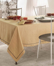 David Home Tovaglia In Lino Con Orlo E Piping Con Tovaglioli Piper