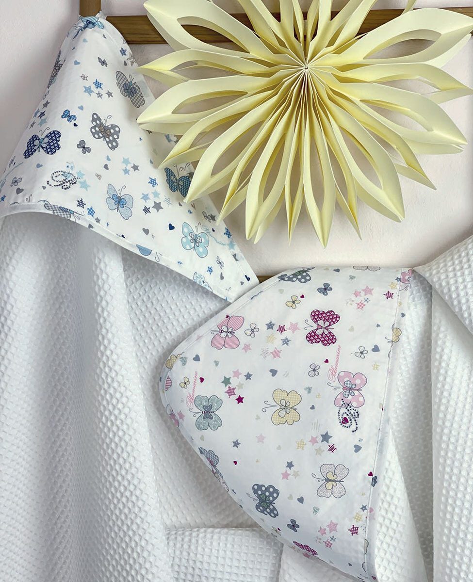 Blumarine Baby Triangolo In Nido D'ape Con Cappuccio Farfalle