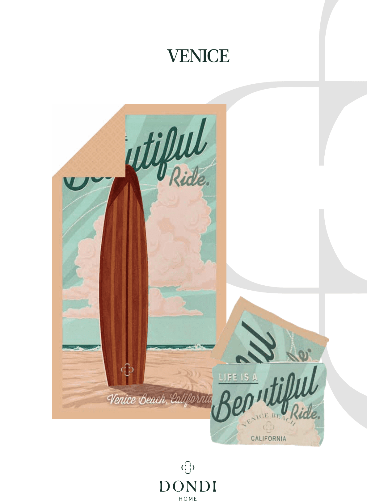 Svad Dondi Telo mare in microfibra stampata con pochette Venice
