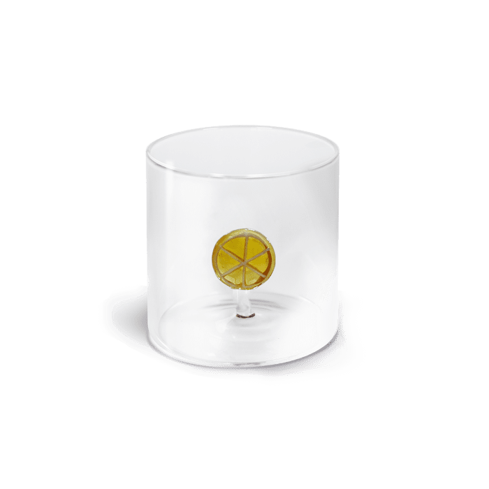 Wd Bicchiere In Vetro Borosilicato Con Soggetto In Vetro Colorato Arancia