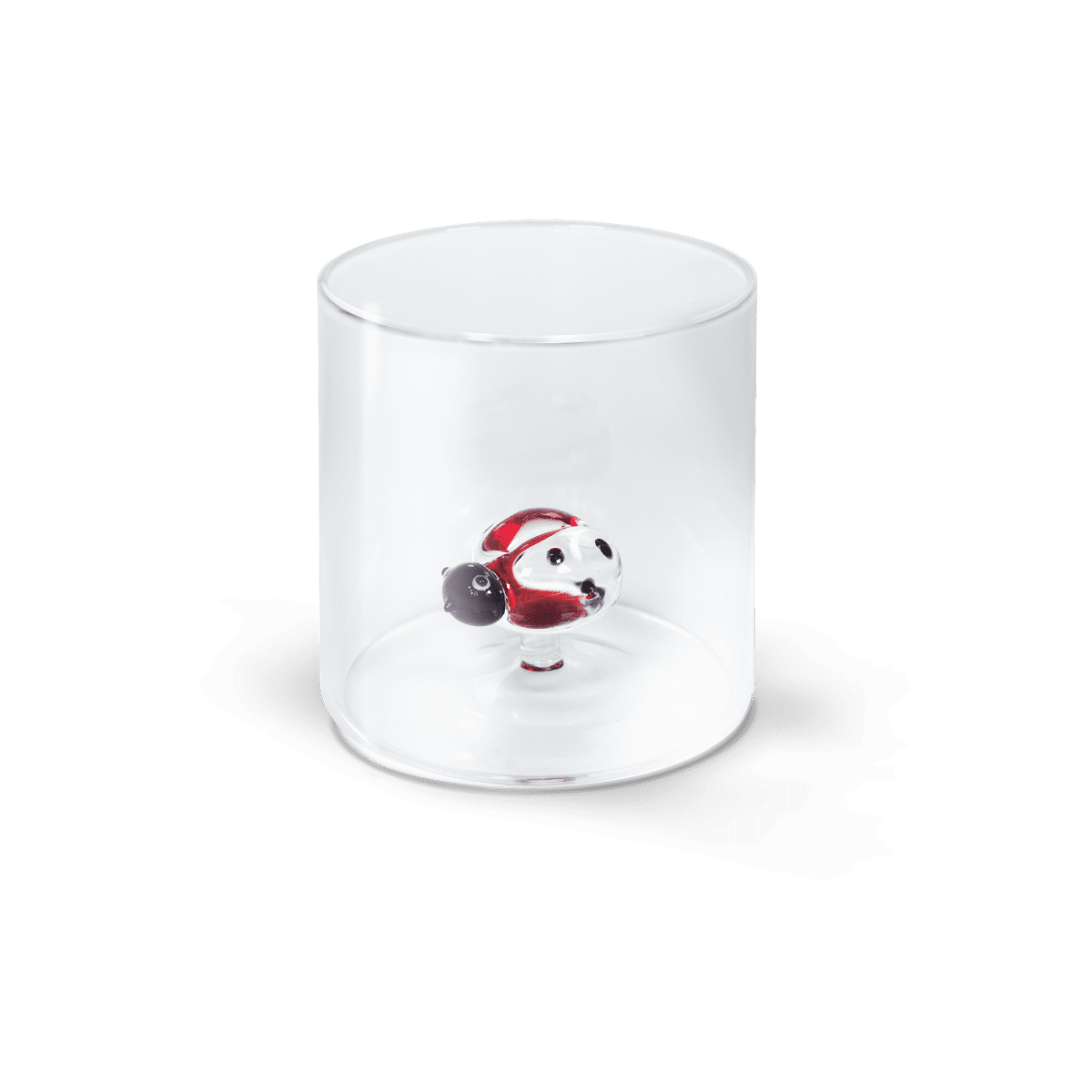 Wd Bicchiere In Vetro Borosilicato Con Soggetto In Vetro Colorato Coccinella