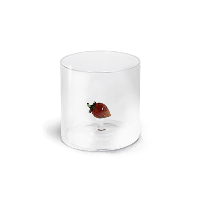 Wd Bicchiere In Vetro Borosilicato Con Soggetto In Vetro Colorato Fragola