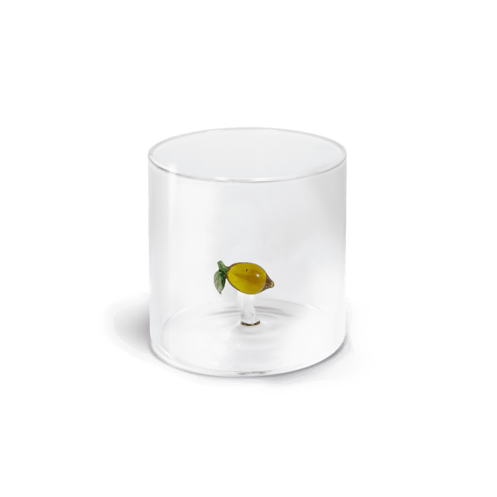 Wd Bicchiere In Vetro Borosilicato Con Soggetto In Vetro Colorato Limone