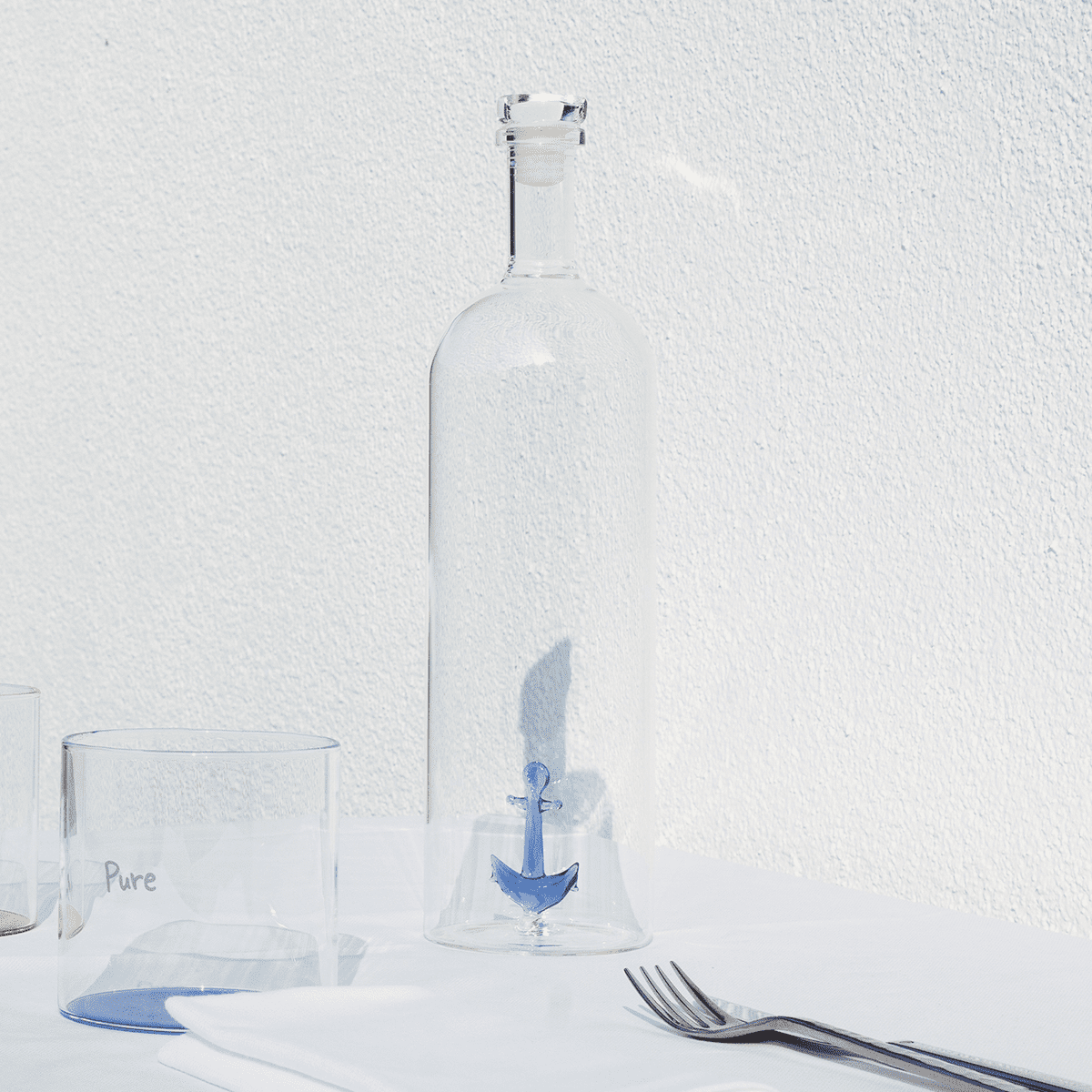 Wd Bottiglia In Vetro Borosilicato Con Tappo E Decoro Ancora
