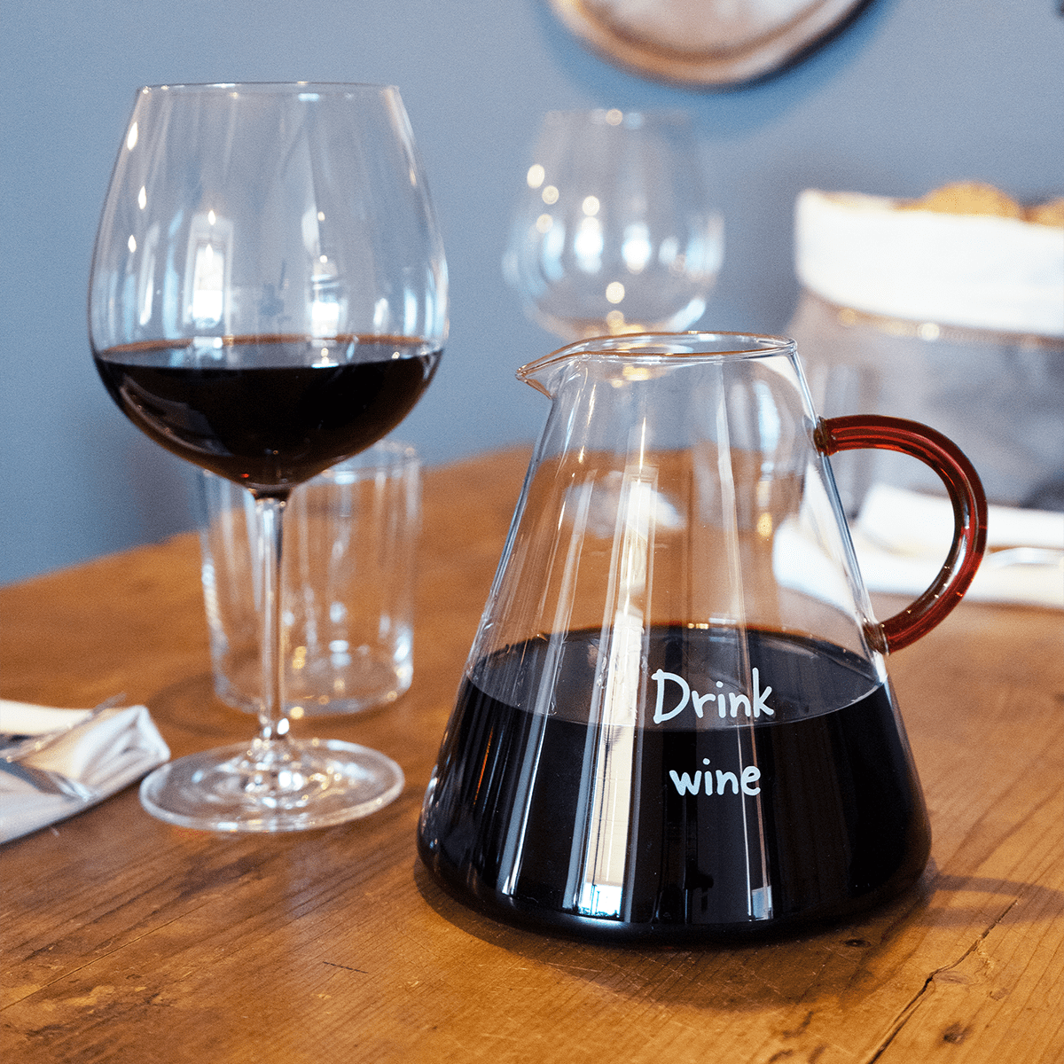 Wd Decanter In Vetro Borosilicato Con Decoro Drink Wine