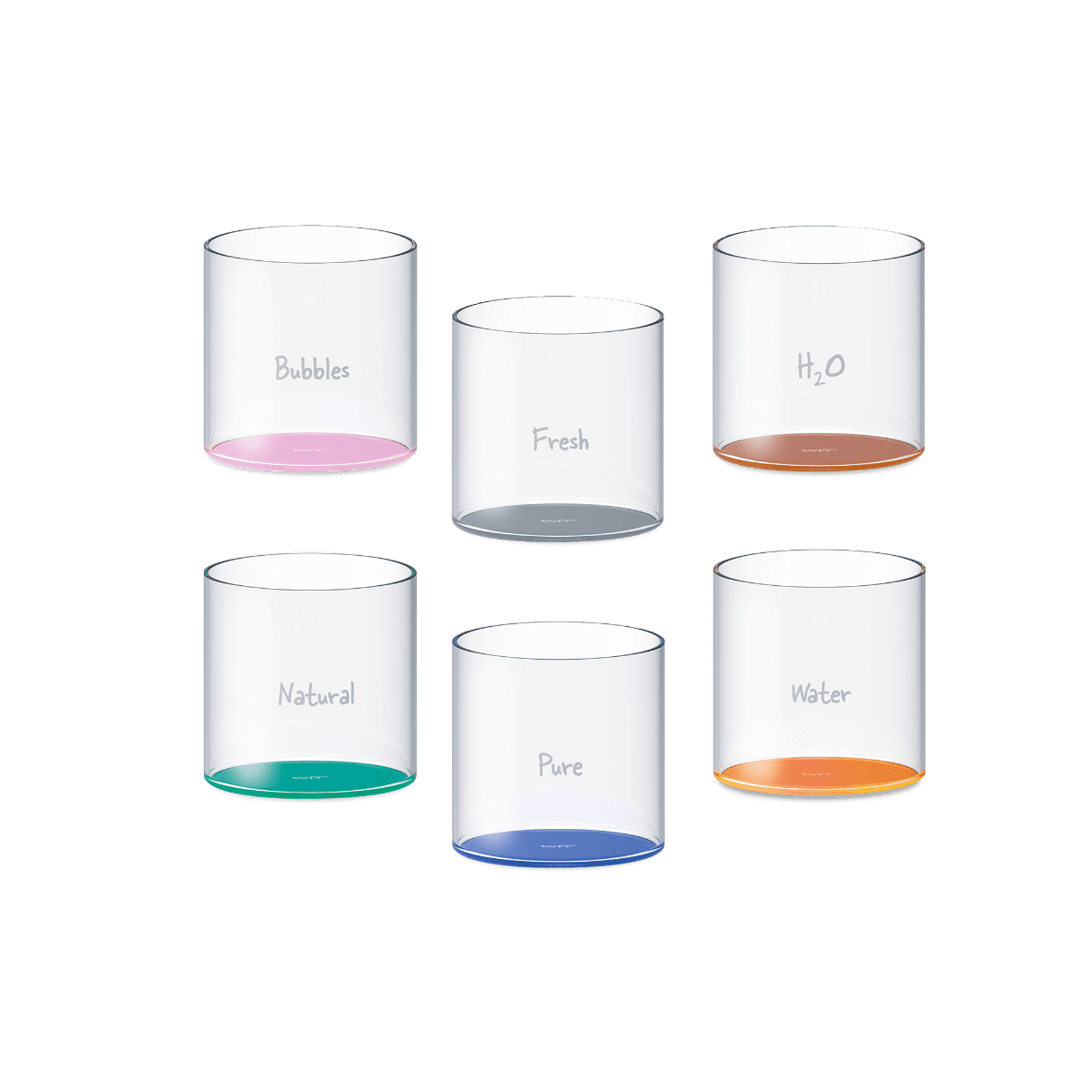 Wd Set 6 Bicchieri Colorati In Vetro Borosilicato Con Scritta Decorativa E Fondo Colorato