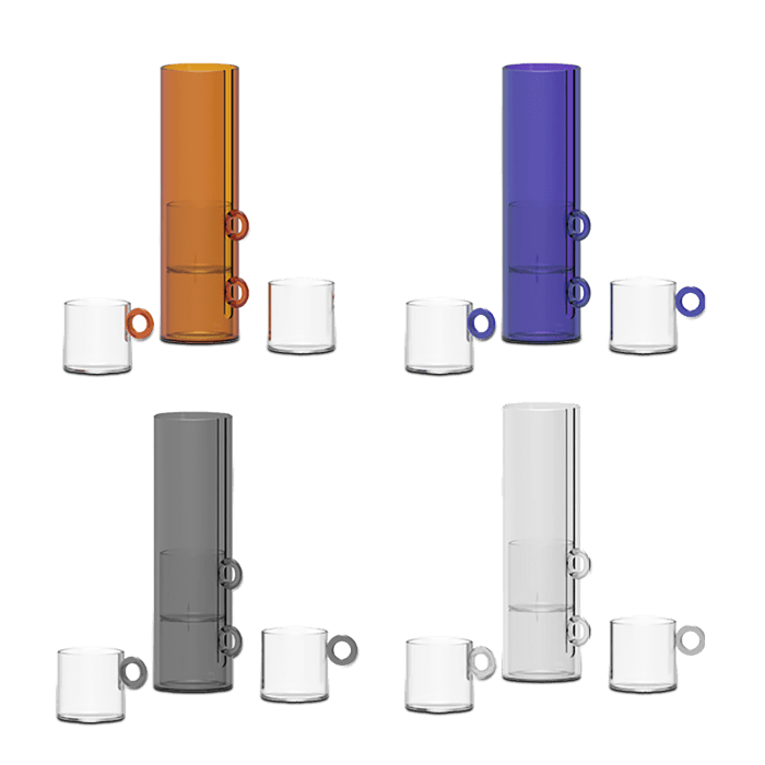 Wd Set 4 Tazze In Vetro Borosilicato Con Manico Ad Anello E Supporto In Vetro