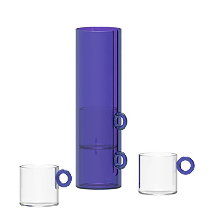 Wd Set 4 Tazze In Vetro Borosilicato Con Manico Ad Anello E Supporto In Vetro