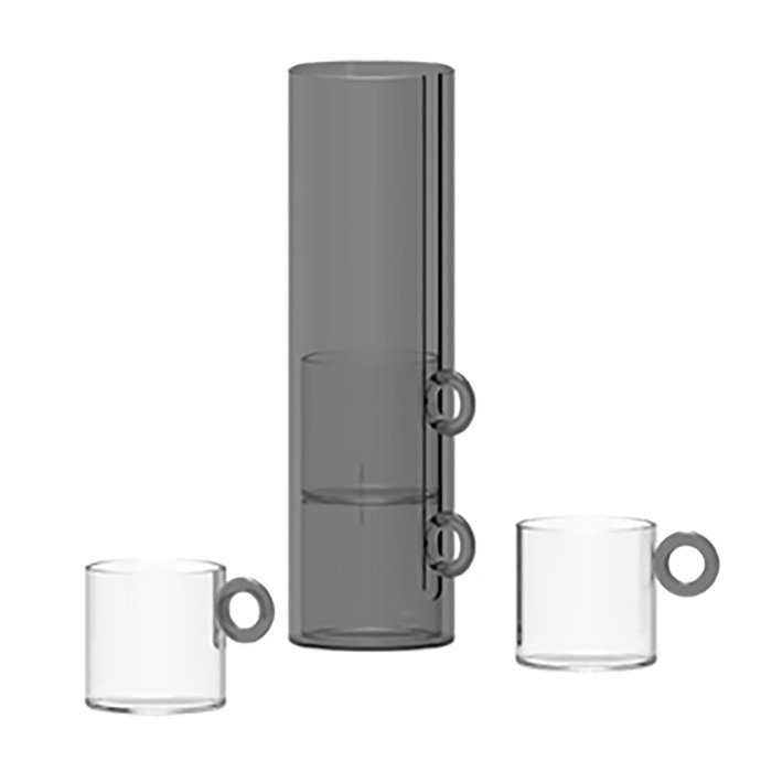 Wd Set 4 Tazze In Vetro Borosilicato Con Manico Ad Anello E Supporto In Vetro